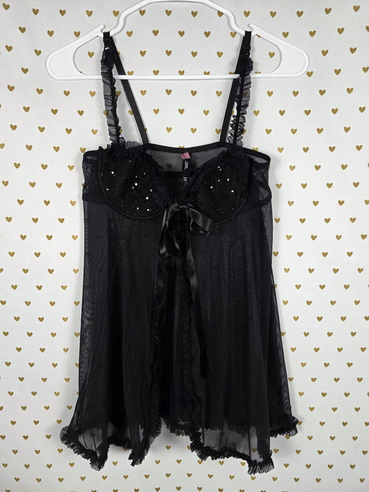 Victorias Secret Sexy Little Things BLING Front Close babydoll Lingerie 36B