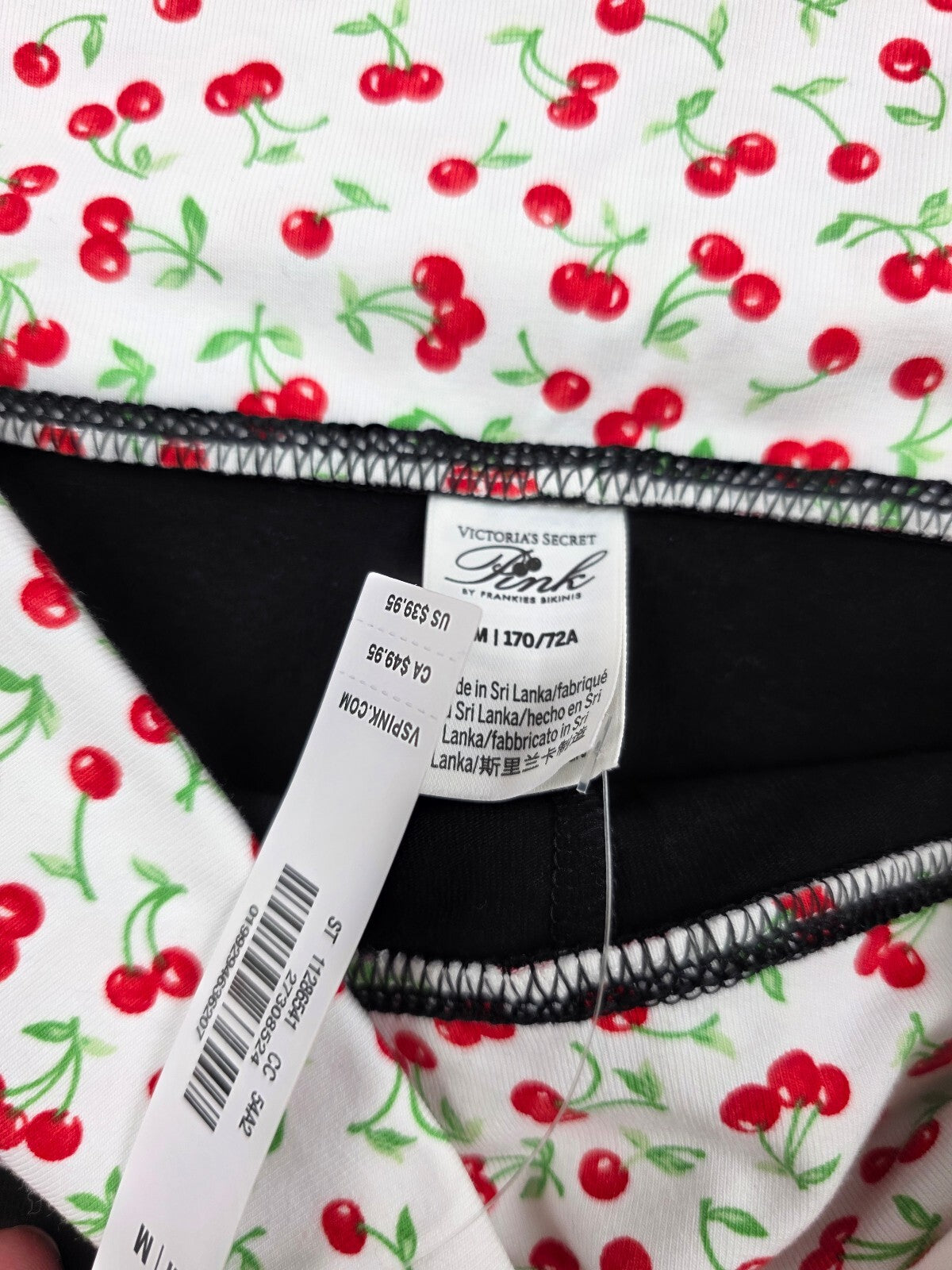 Victorias Secret PINK x FRANKIES New Cherry Foldover Yoga Shorts Medium NWT