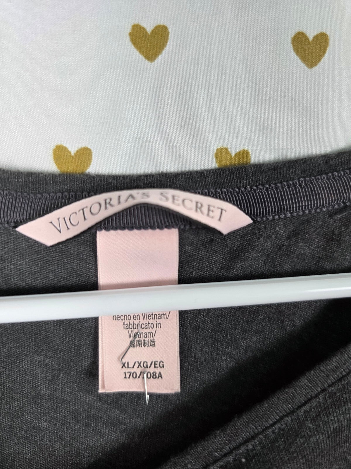 Victorias Secret Velvet Logo Grey tee shirt XL