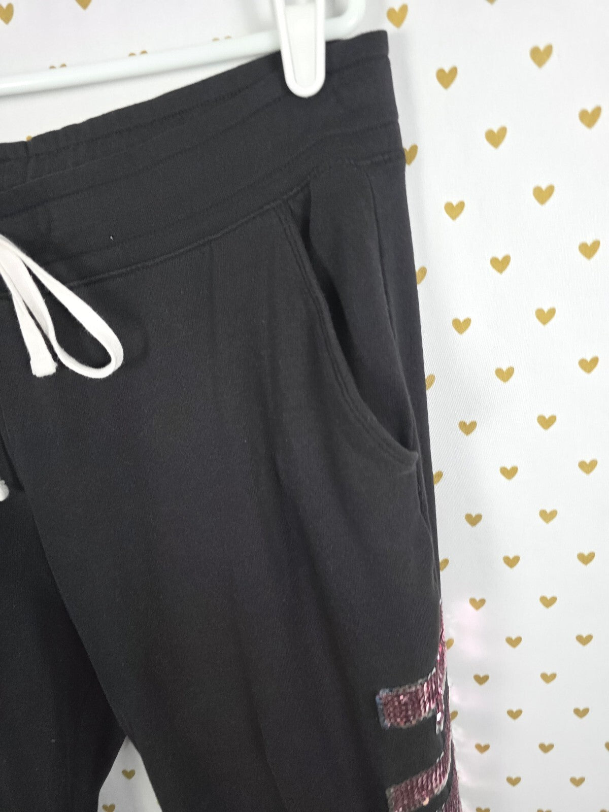 Victorias Secret PINK Bling Studded Sequined Joggers Sweatpants Large