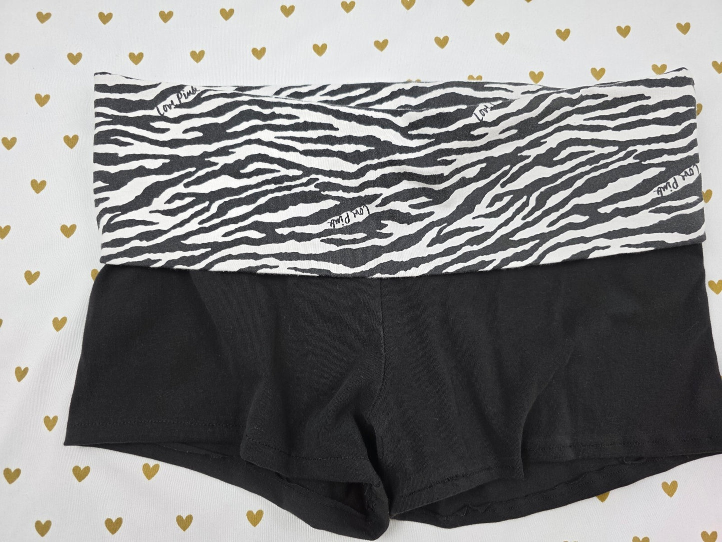 Victorias Secret PINK Love ZEBRA Foldover Yoga SHORTS Y2k Vintage MEDIUM
