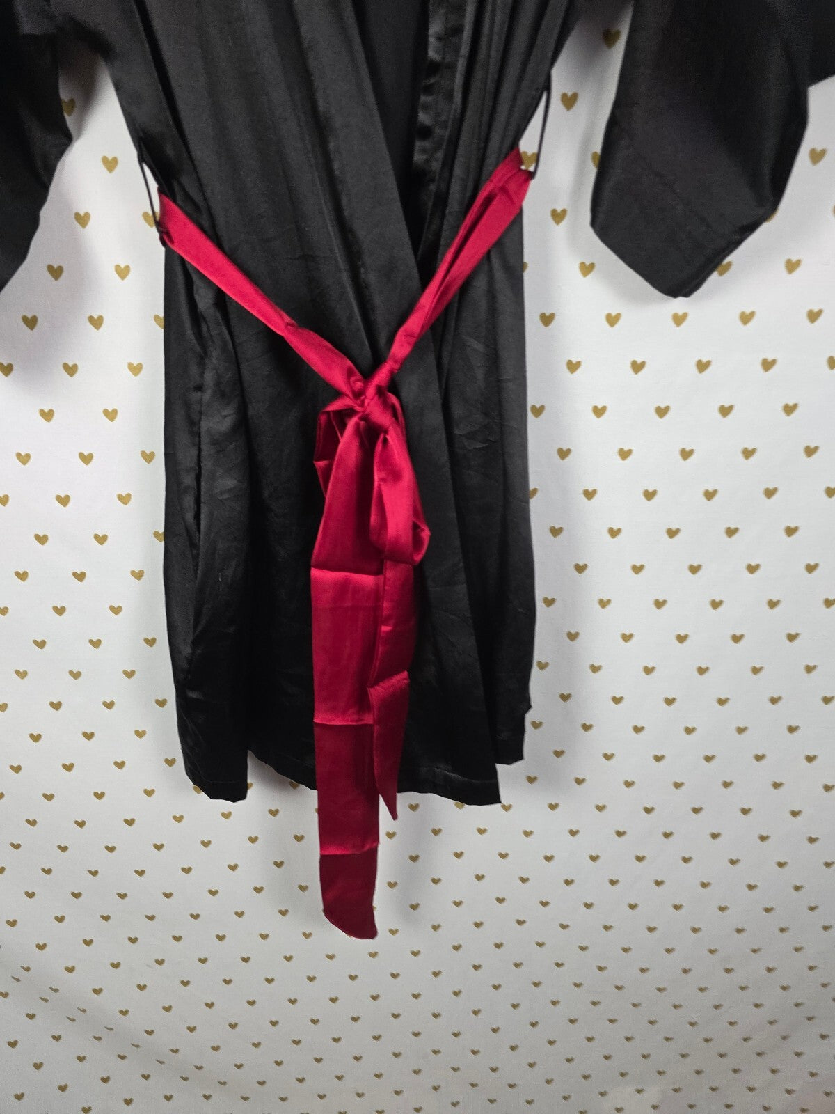 Victorias Secret Satin Silky Robe Black Lounge Kimono Lounge Medium large