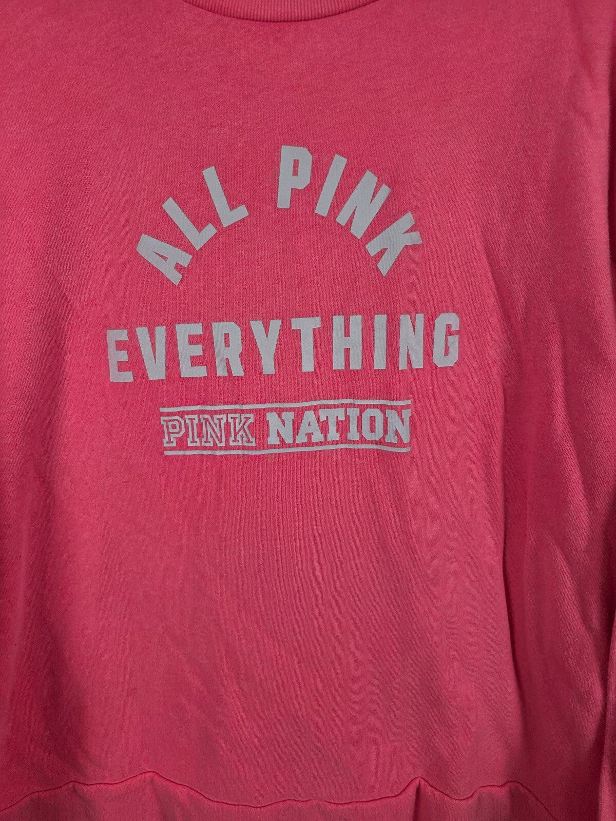 Victorias Secret ALL PINK EVERYTHING Neon Crew Sweater Shirt LARGE