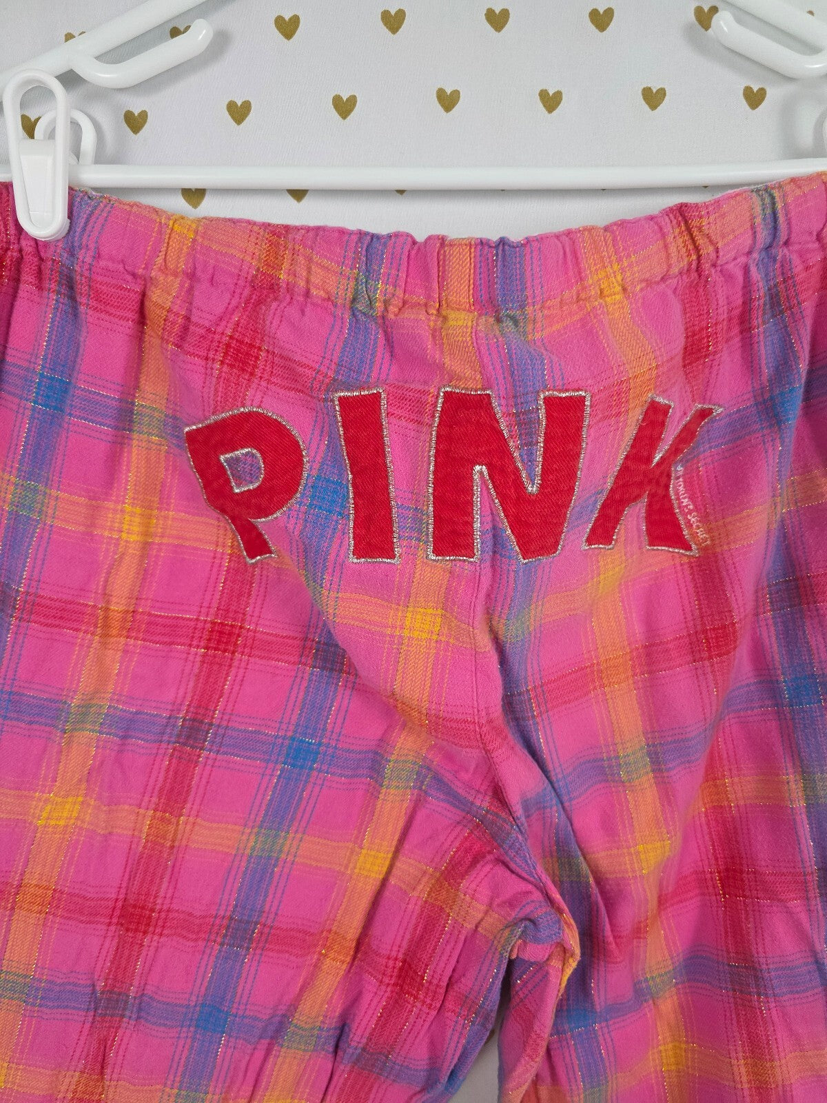 Victorias Secret PINK Vintage Logo Butt Y2k Plaid Sleep Pants Pajama PJ Bottoms