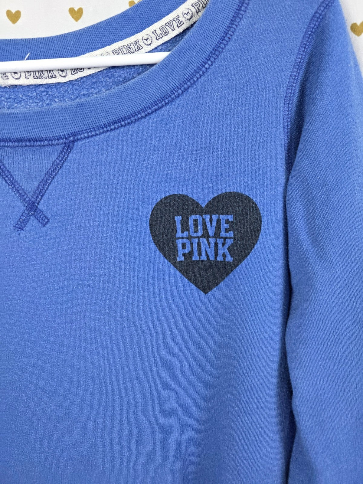 Victorias Secret Pink Vintage Crew Sweater Shirt Blue Y2k Medium