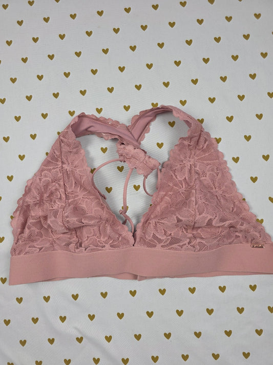 Victorias Secret Pink  Lace Strappy Sexy Racerback XL Bralette Bra Top Tank