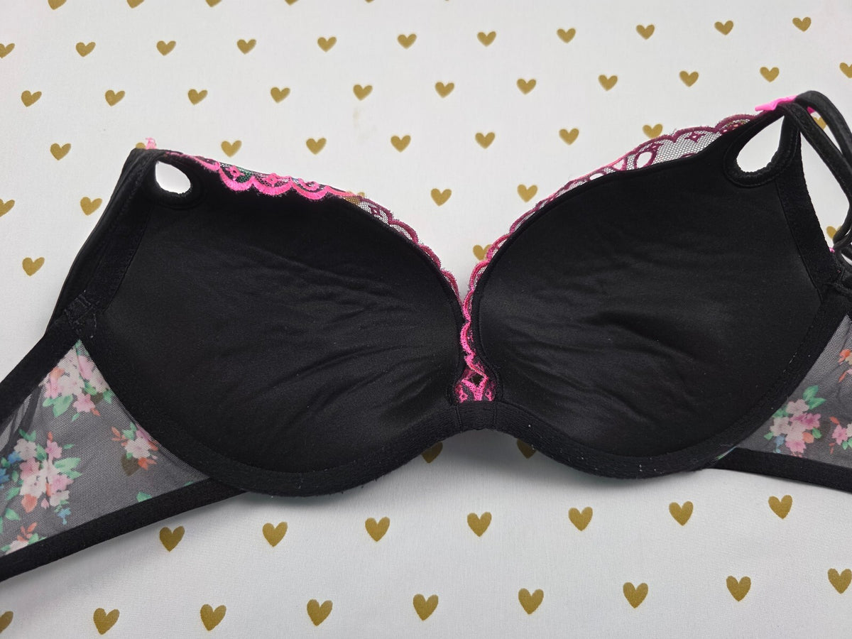 Victorias Secret Sexy Little Things Floral Embroidered Push Up Bra 34B
