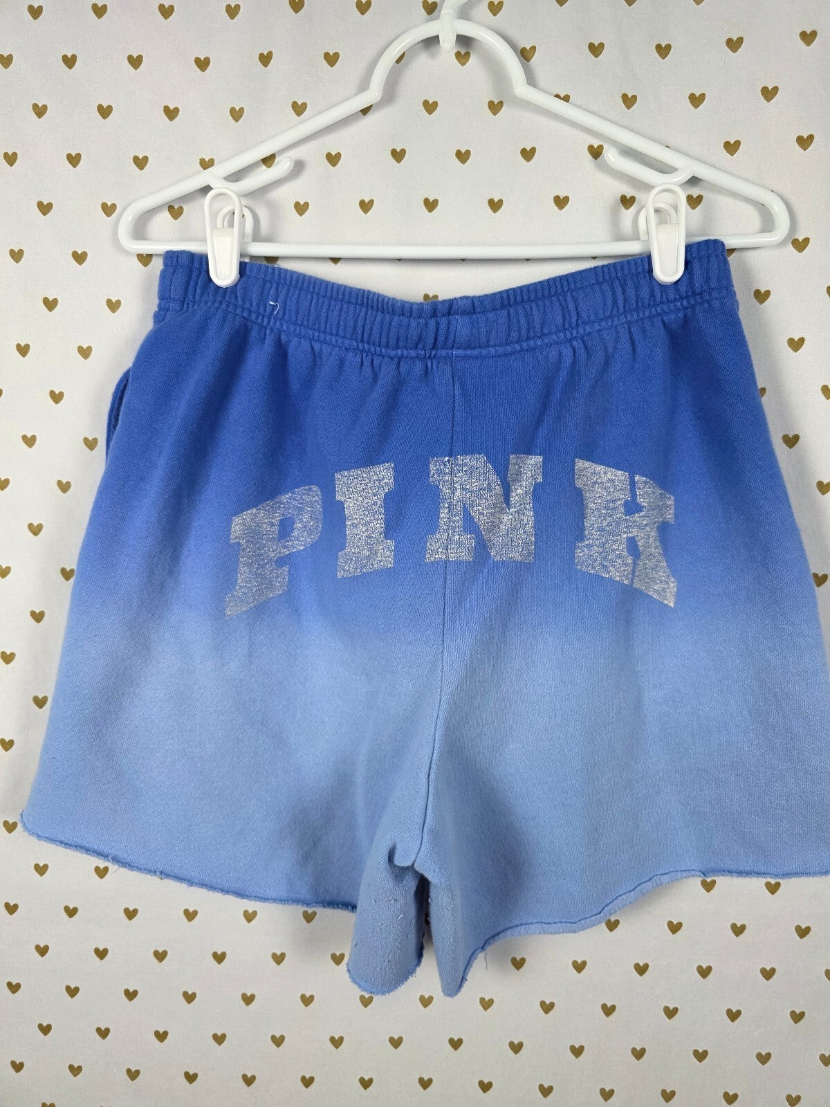 Victorias Secret PINK Blue Gradient Logo Butt SWEAT SHORTS Jogging MEDIUM