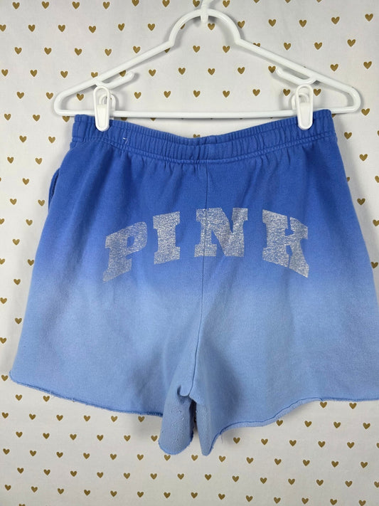 Victorias Secret PINK Blue Gradient Logo Butt SWEAT SHORTS Jogging MEDIUM