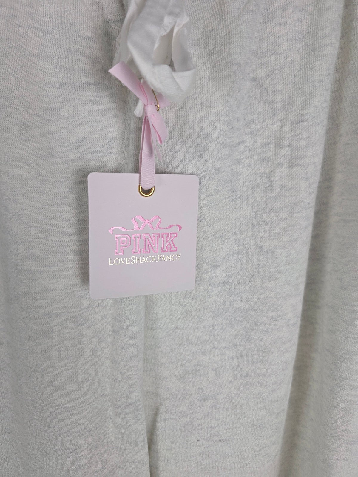 NWT VS PINK x LoveShackFancy Sequin Dog Hoodie Jogger Set M Short Plaid