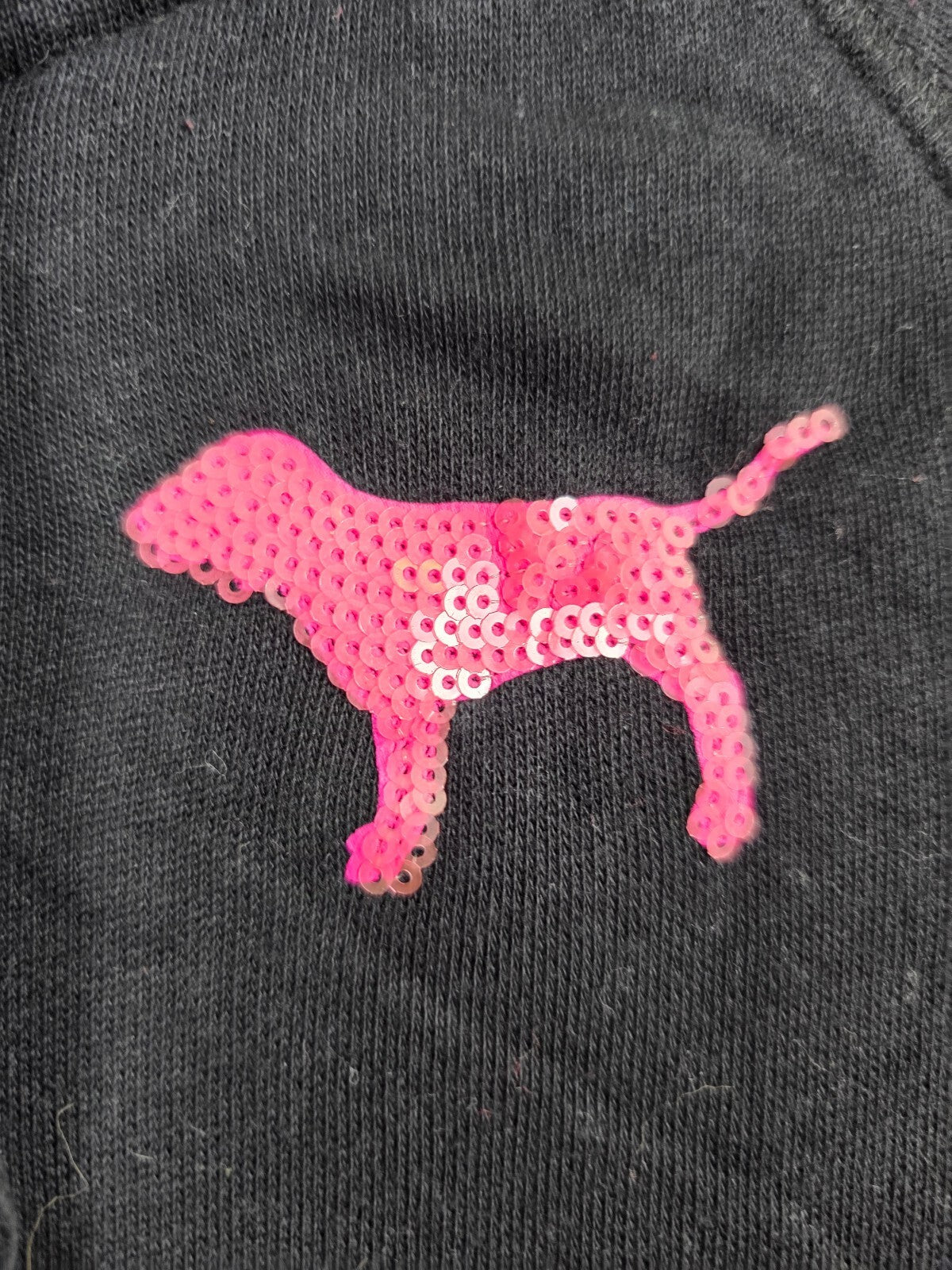 Victorias Secret Pink Sequined Crest Neon Full zip Hoodie Jacket Coat XS