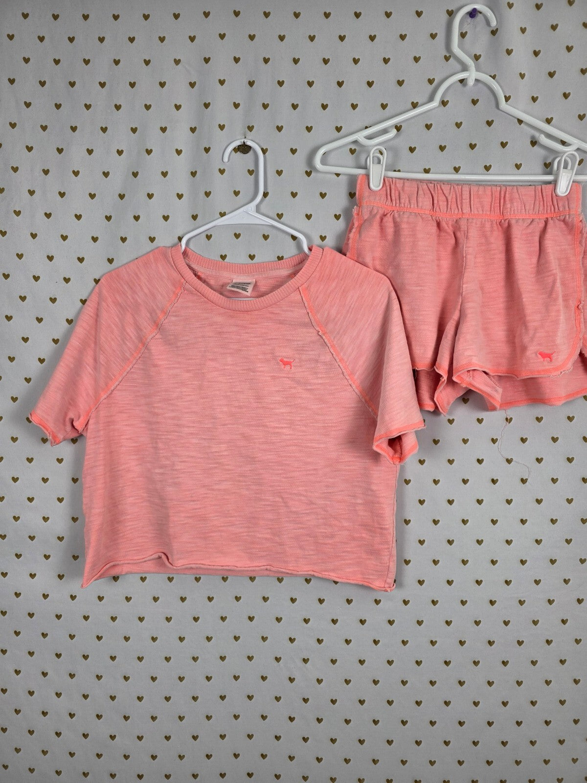 Victorias Secret PINK Neon Shorts Cropped Tee shirt Set outfit XS