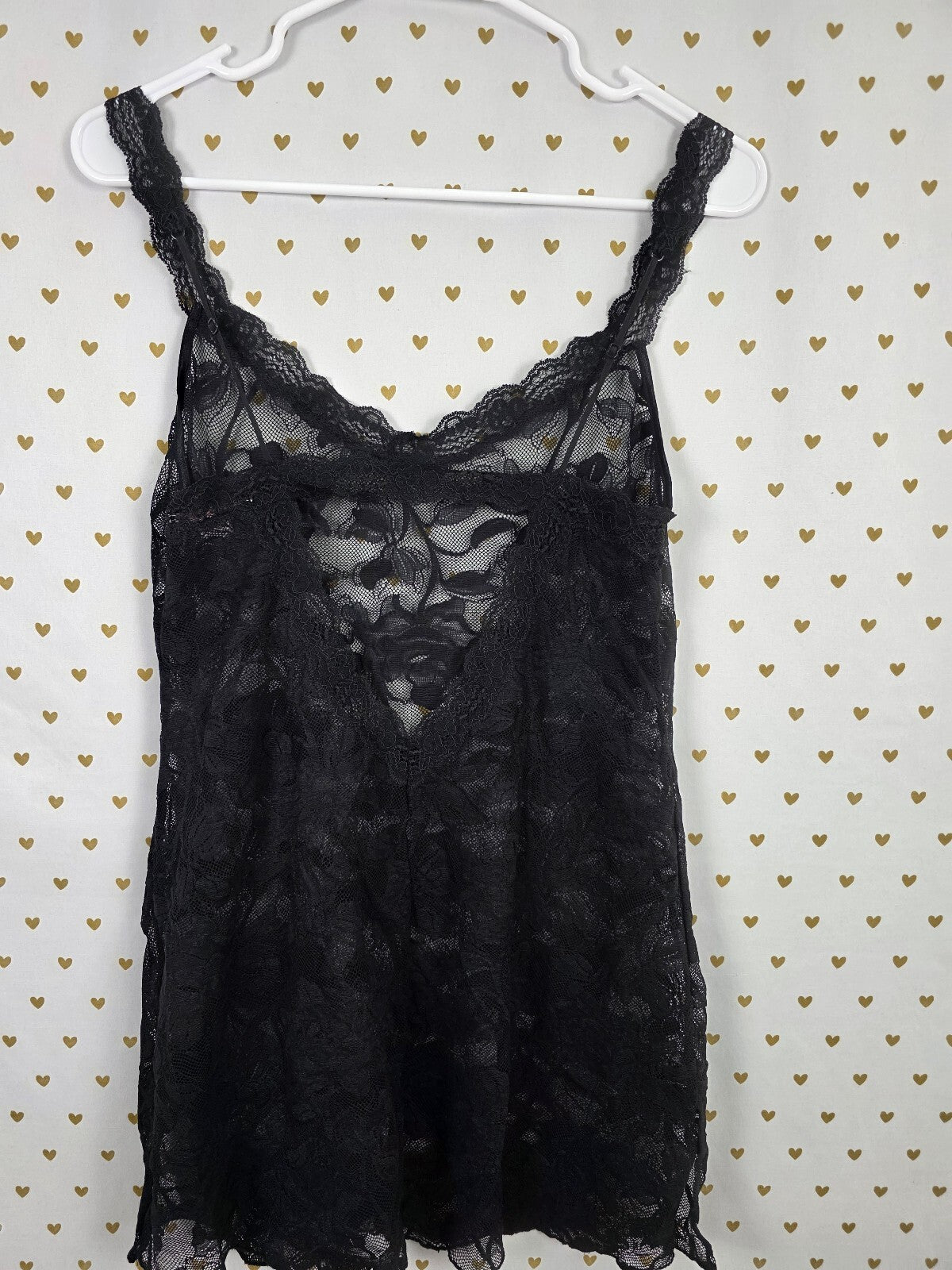 Victorias Secret Vintage Black Stretchy Lace nightie Lingerie lace Medium