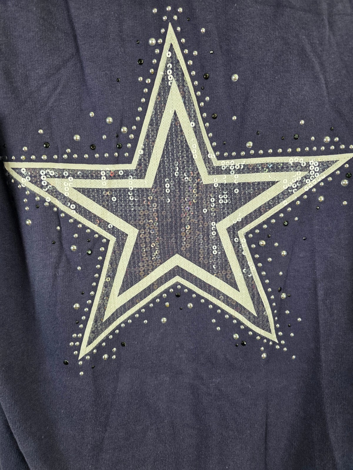 VS PINK NFL Dallas Cowboys Hoodie S Navy Blue Sequin Rhinestone Star BLING
