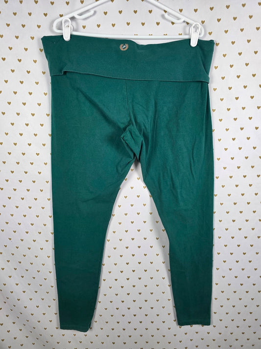 Victorias Secret PINK Green Crest Logo FOLDOVER Yoga Pants Ankle Skinny 2XL XXL