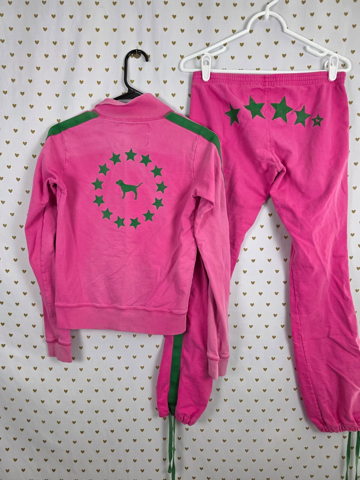 Vintage Victoria's Secret PINK Shining Pink Stars Tracksuit Set XS