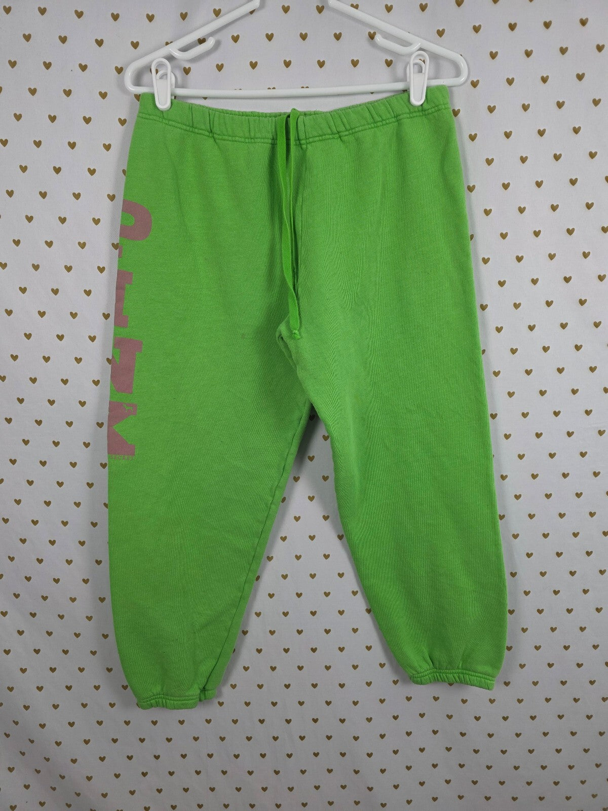 Victorias Secret PINK Vintage Green Logo Y2k Sweats Sweatpants Cotton Sm