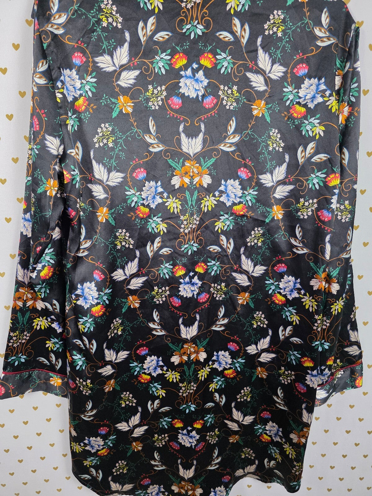 Victorias Secret Satin Floral Sleep Shirt Nightgown Button Front Pajama Dress M