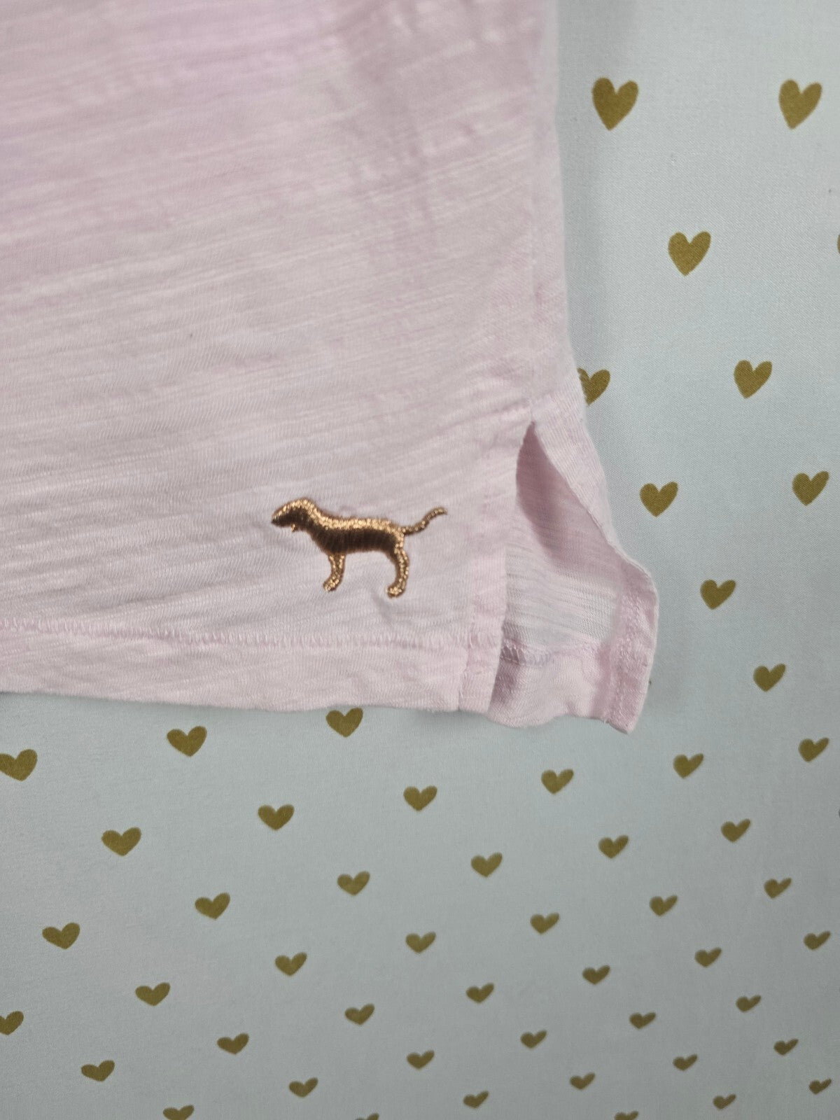 Victorias Secret PINK BLING Flip Sequin Dog Logo V neck tee shirt Small