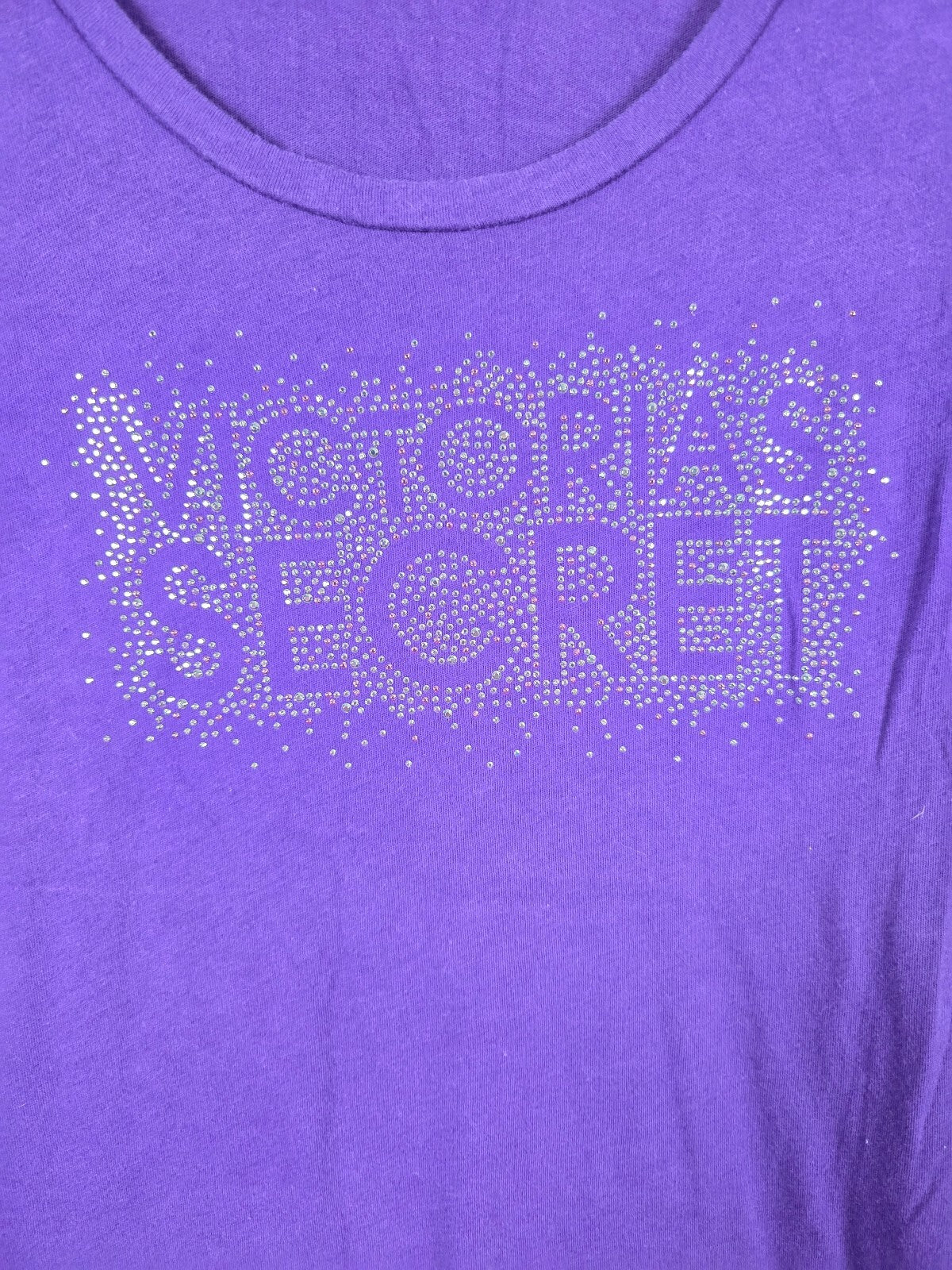Victorias Secret vintage soft Studded Logo BLING Nightgown Sleep Shirt Purple SM