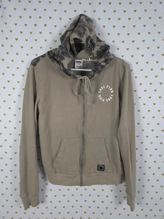 Victorias Secret Pink Hawaiian Palm Full zip Hoodie Jacket MEDIUM