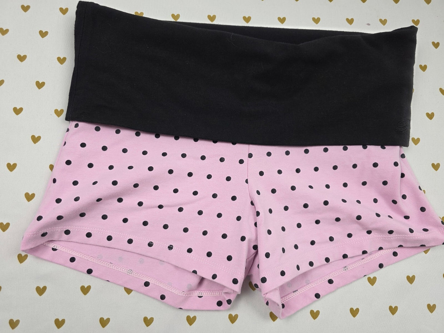 Victorias Secret PINK x Frankies Bikinis Polka Dot Foldover Yoga Shorts Cotton