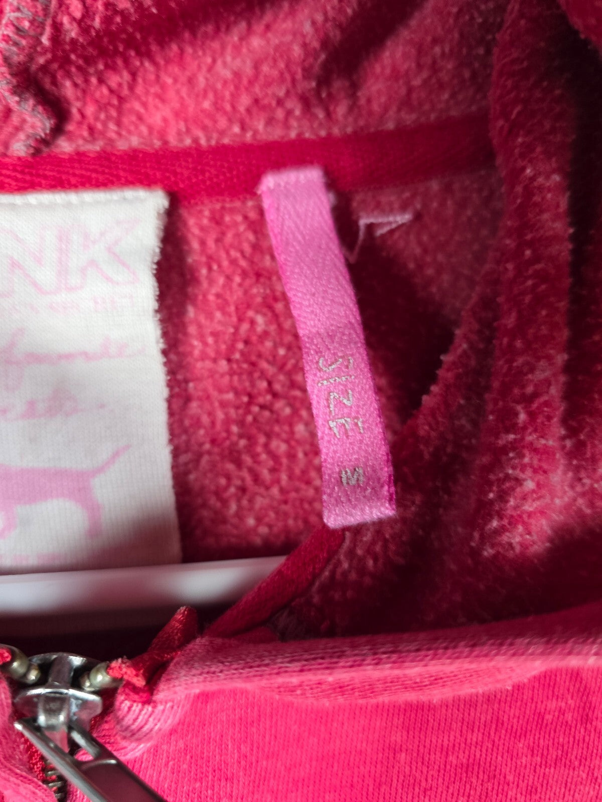 Victoria’s Secret PINK “Hot Hot Pink” full zip hoodie, size Medium.