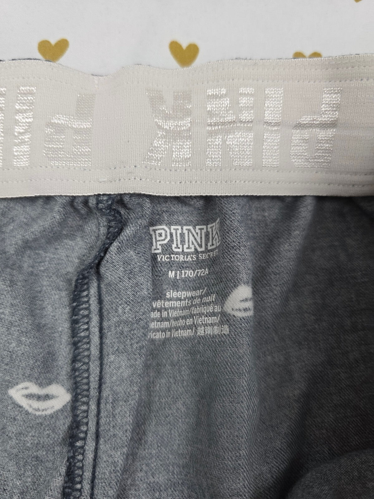 Victorias Secret PINK Lips Black MEDIUM  Sleep Shorts Boxers Pajama Bottoms