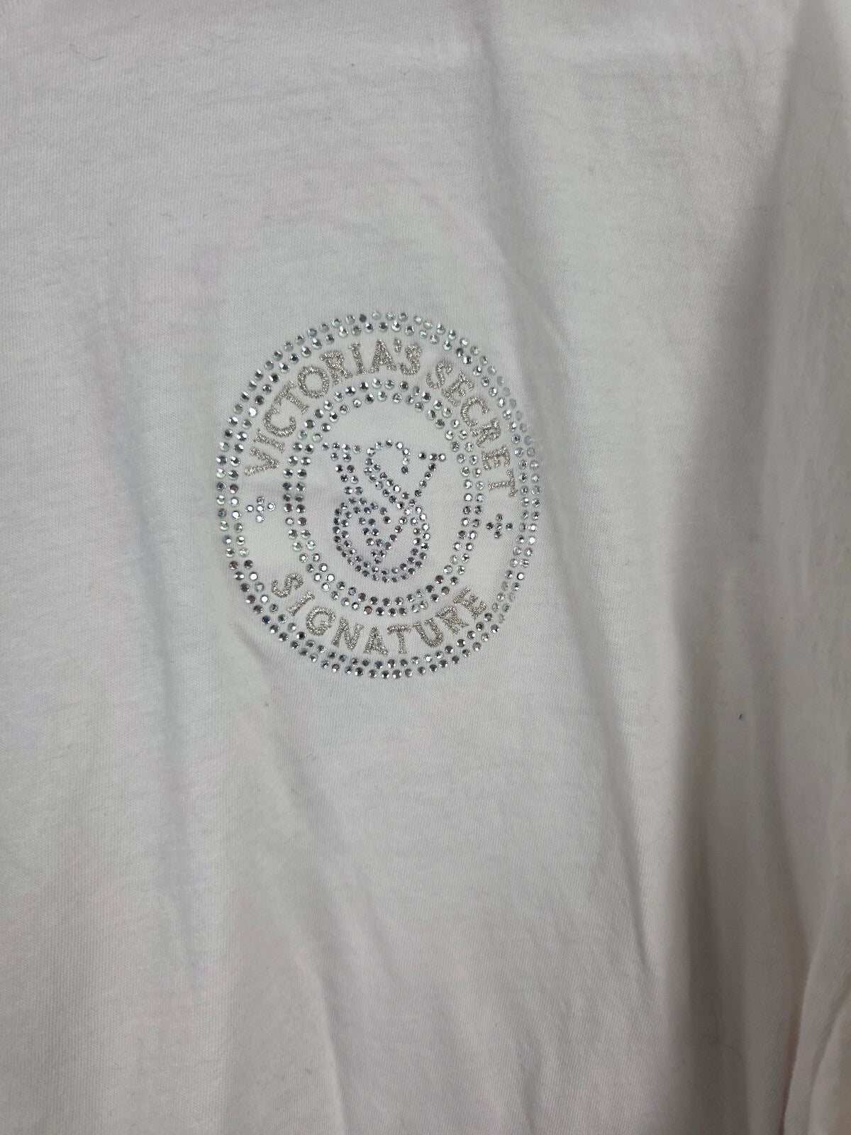 Victorias Secret White Signature Bling Long Sleeve Tee shirt  Medium
