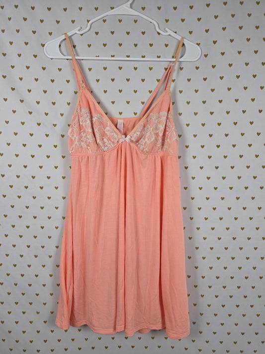 Victorias Secret Orange super soft Nightie slip nightgown Sleep dress LARGE