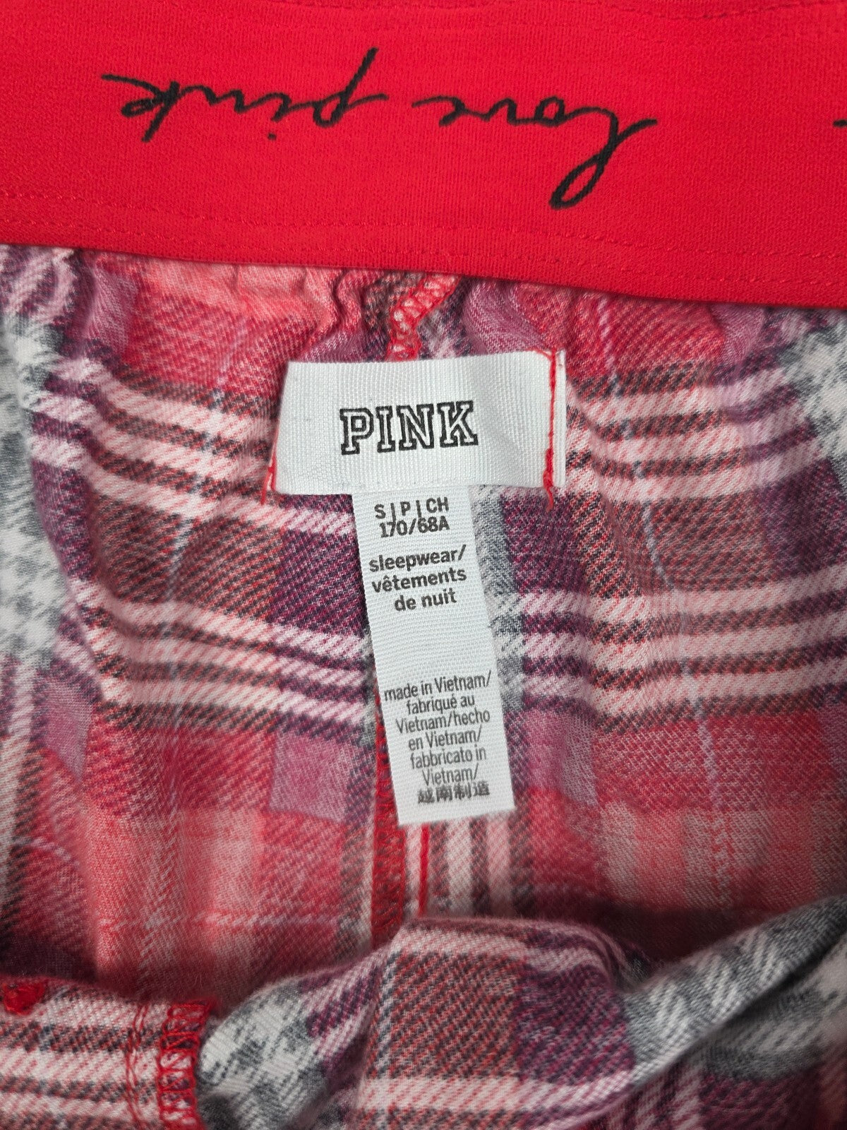 Victorias Secret PINK  Plaid Logo Butt Small Sleep Shorts Boxers Pajama Bottoms