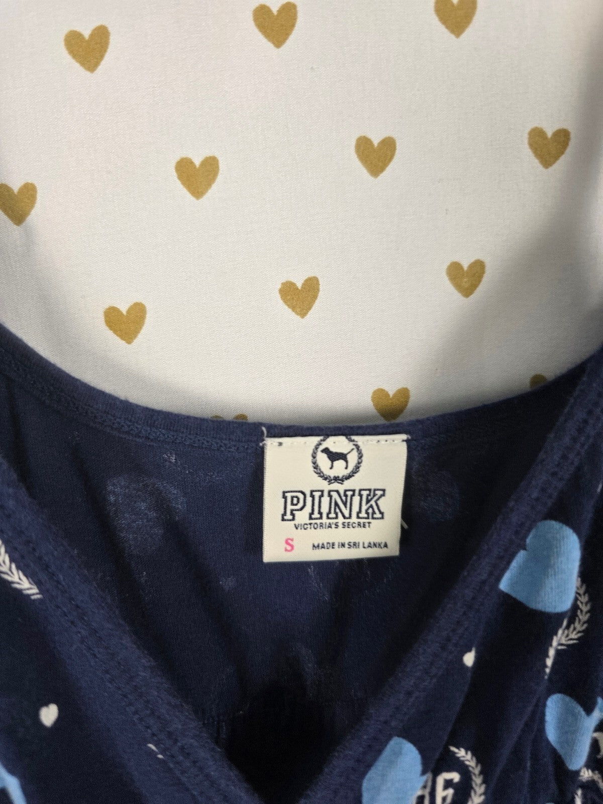 Victoria's Secret PINK Babydoll Chemise Sleep Dress Blue Hearts Logo SM Sundress