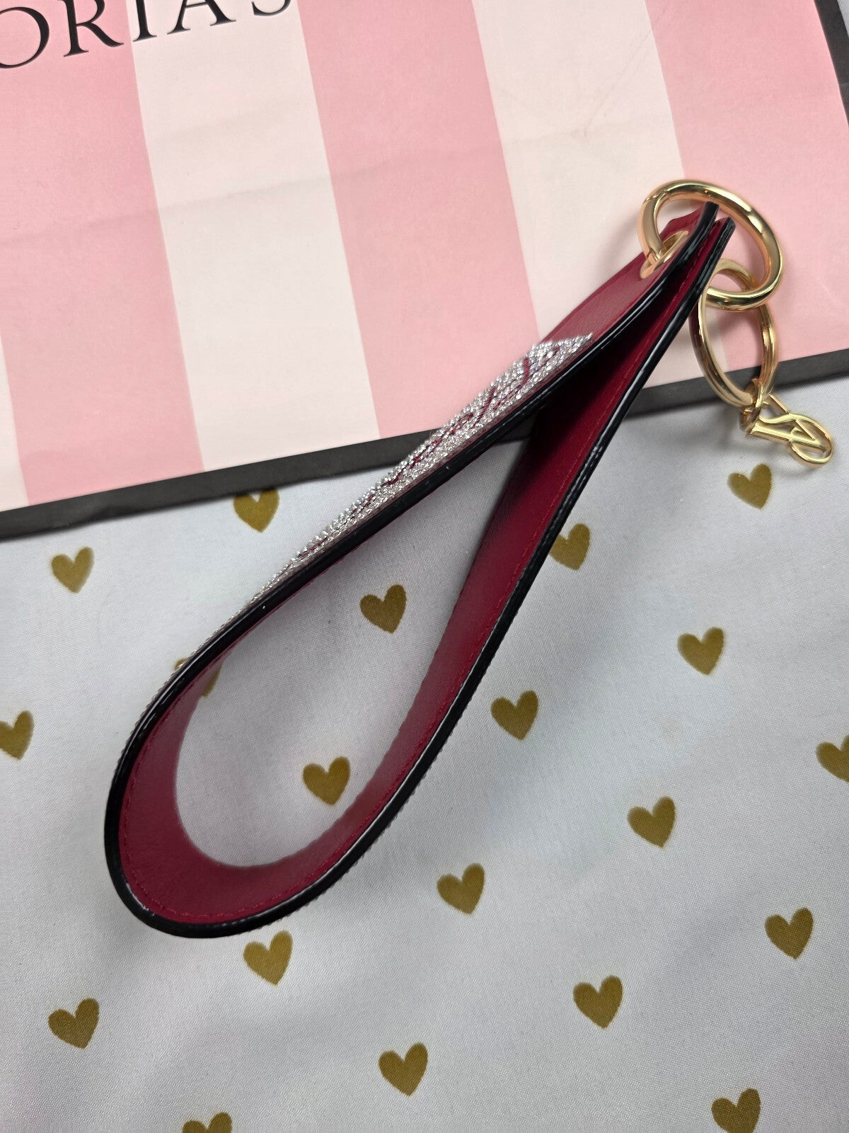 Victoria Secret BLING wristlet strap keychain Rhinestone Handle HEART BREAKER