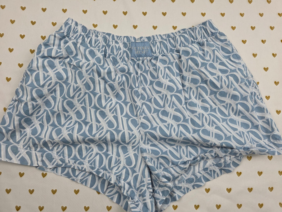 Victorias Secret Logo Blue XS Sleep Shorts Boxers Pajama Bottoms