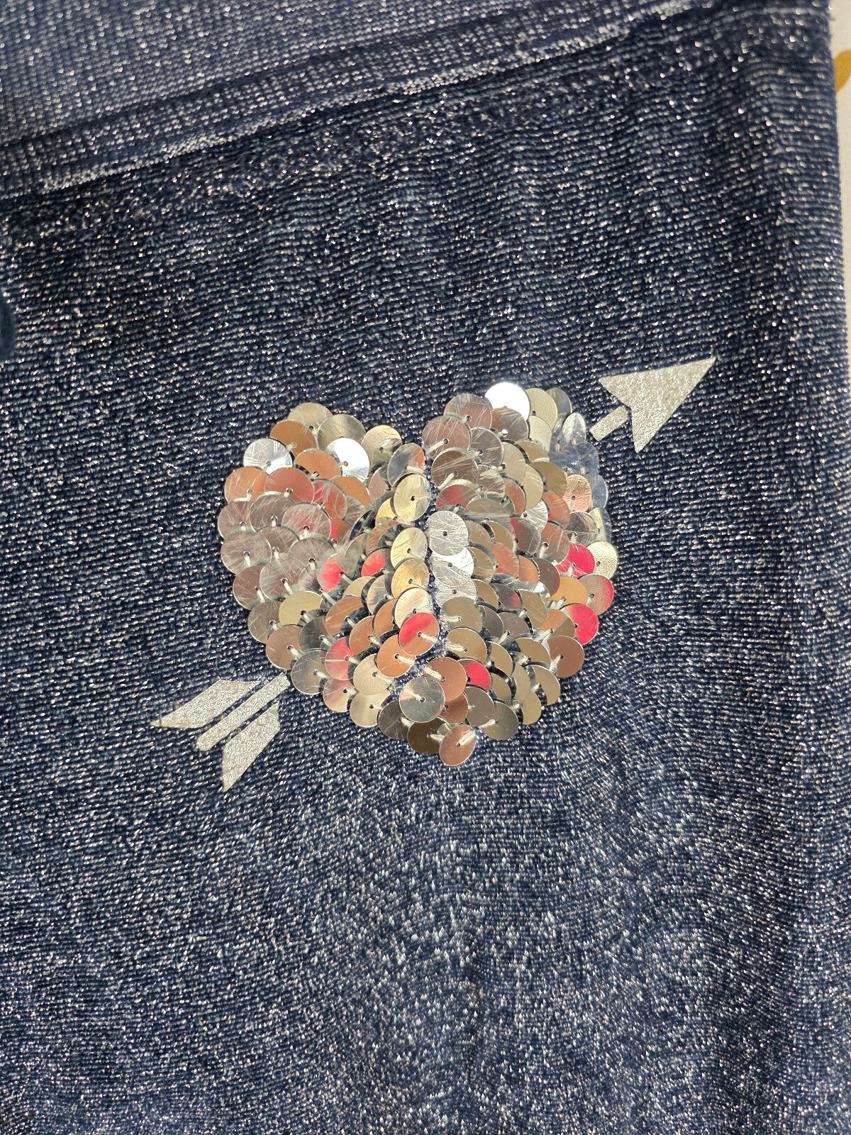 Vintage Victoria's Secret PINK Glitter Sequin Heart Flare Yoga Pants M