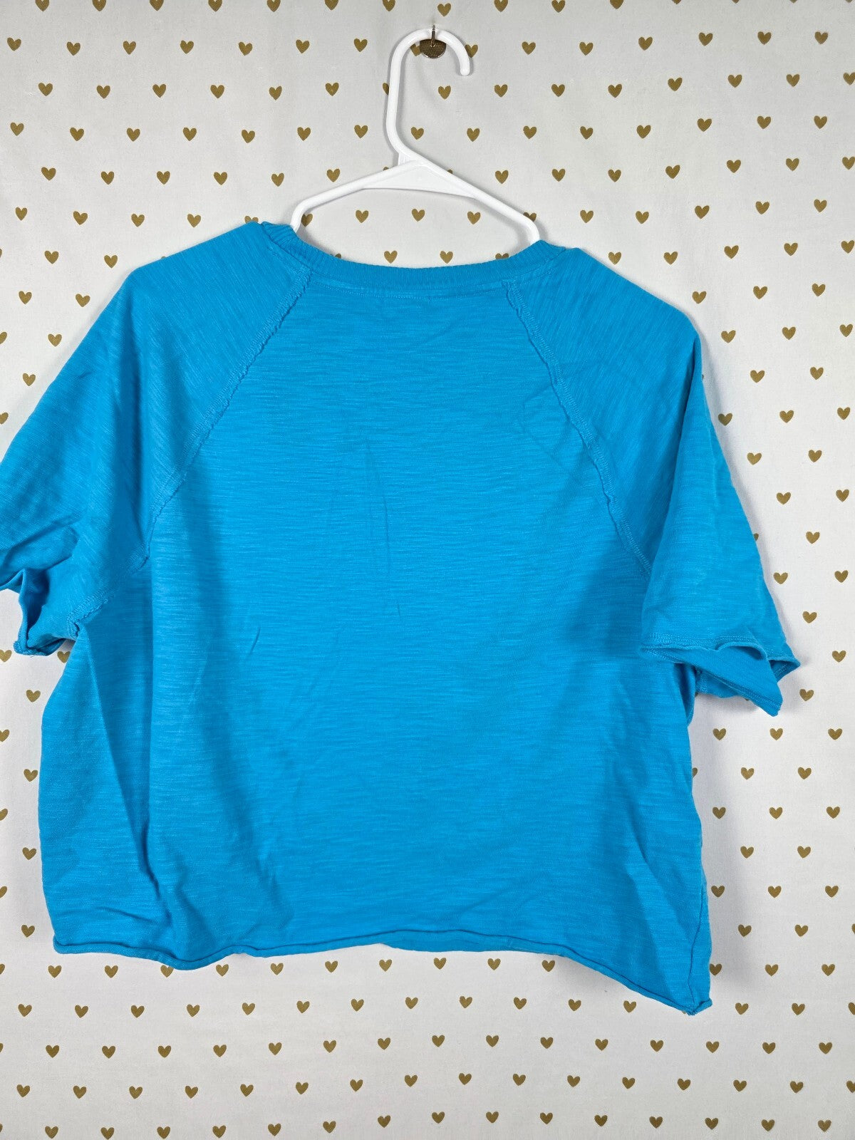 Victorias Secret PINK Boxy Cropped Blue Thick Shirt Tee MEDIUM
