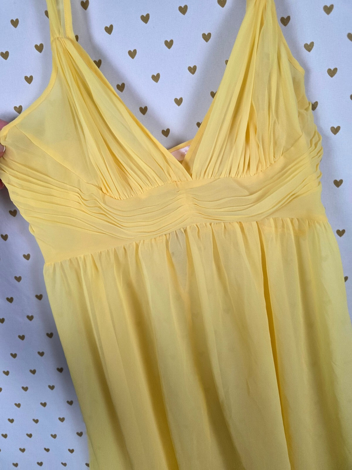 Vintage 2004 Victoria's Secret Yellow Chiffon Babydoll Slip Dress M Y2K