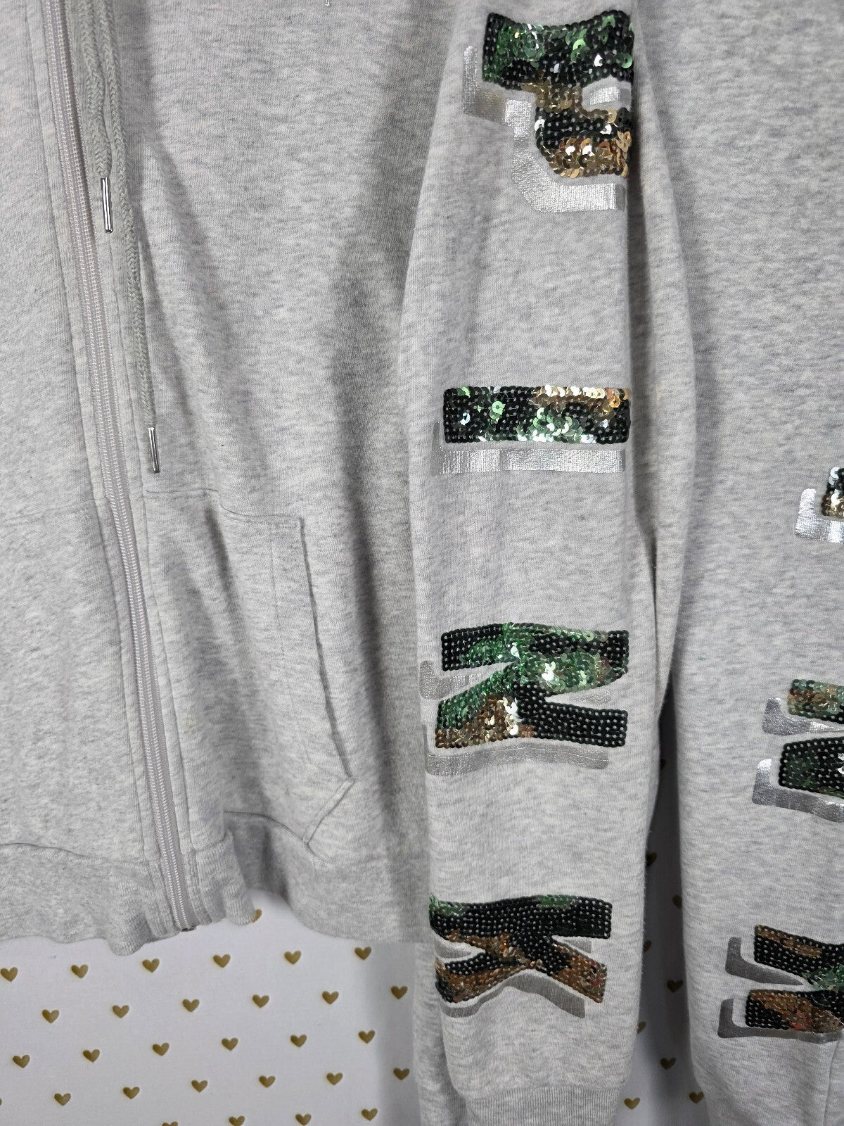 Victorias Secret Pink CAMO BLING Camouflage SET Hoodie Sweatpants SM MED
