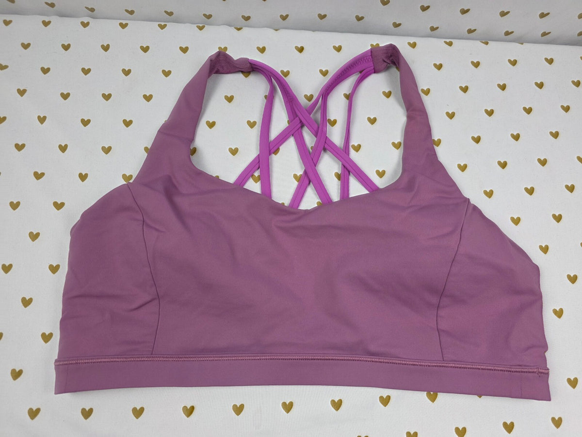 Lululemon Free To Be Wild Bra Mauve Pink Strappy Yoga Sports Bra Size 12