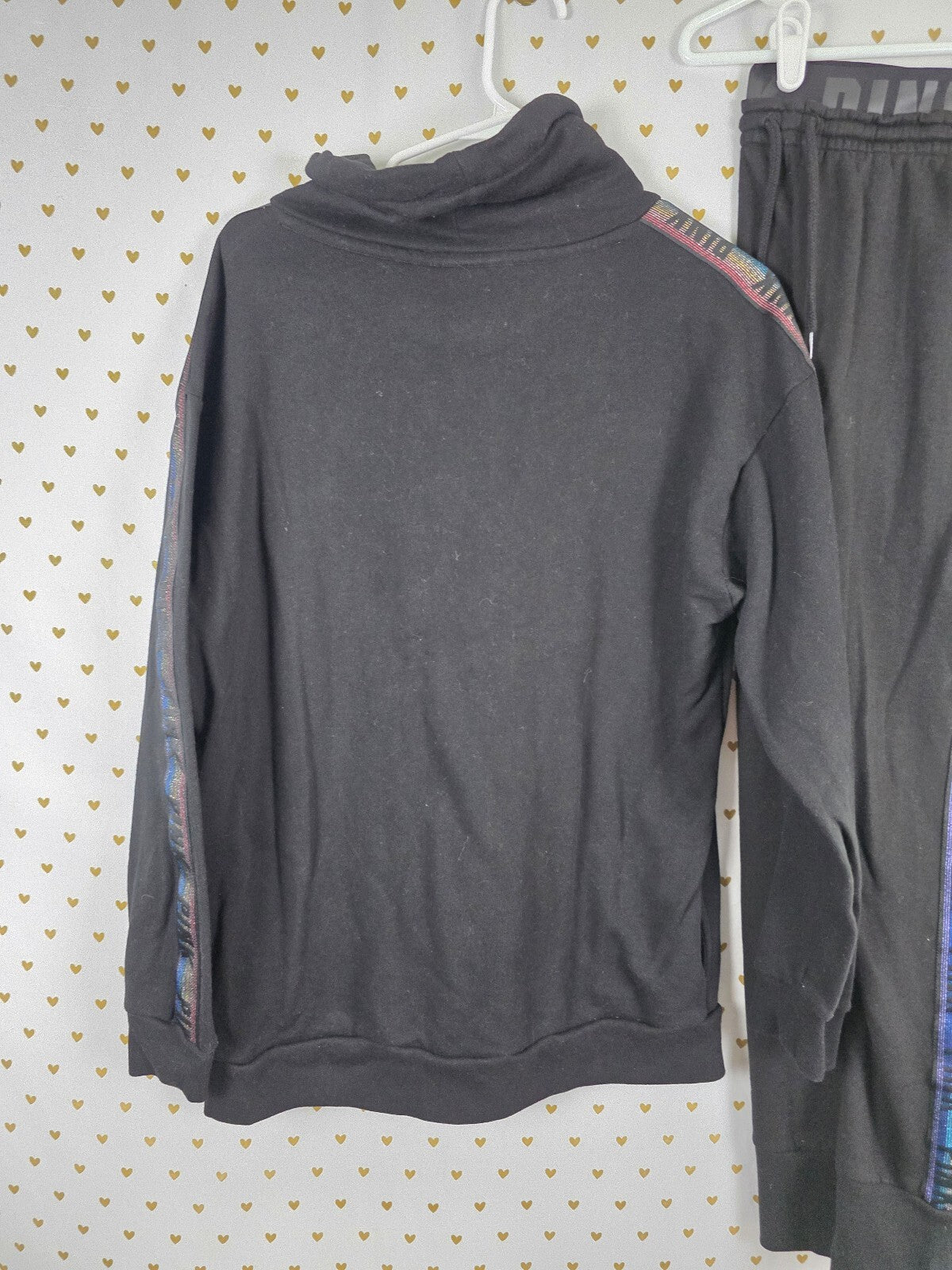 Victoria’s Secret PINK BLING Sequin Hoodie Jogger Set M Rainbow Gold