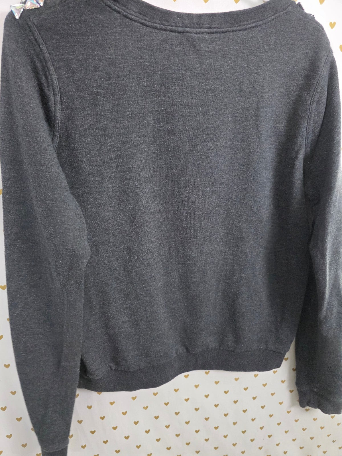 Victorias Secret Pink Bling Geometric Gem Shoulder Crew Sweater Logo Small
