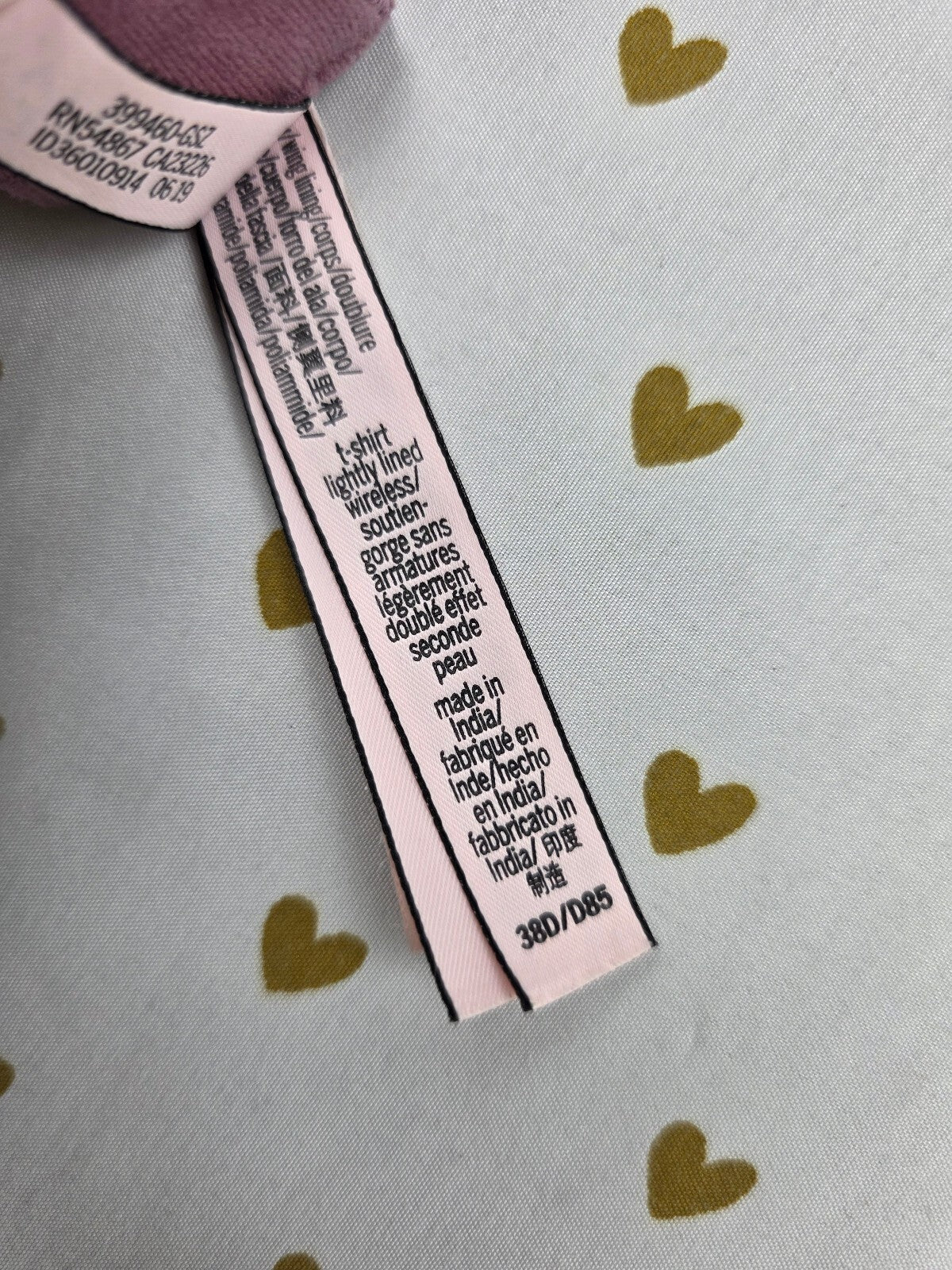 Victorias Secret Logo Strap Rose T Shirt Lightly Lined Wireless Bra 38D