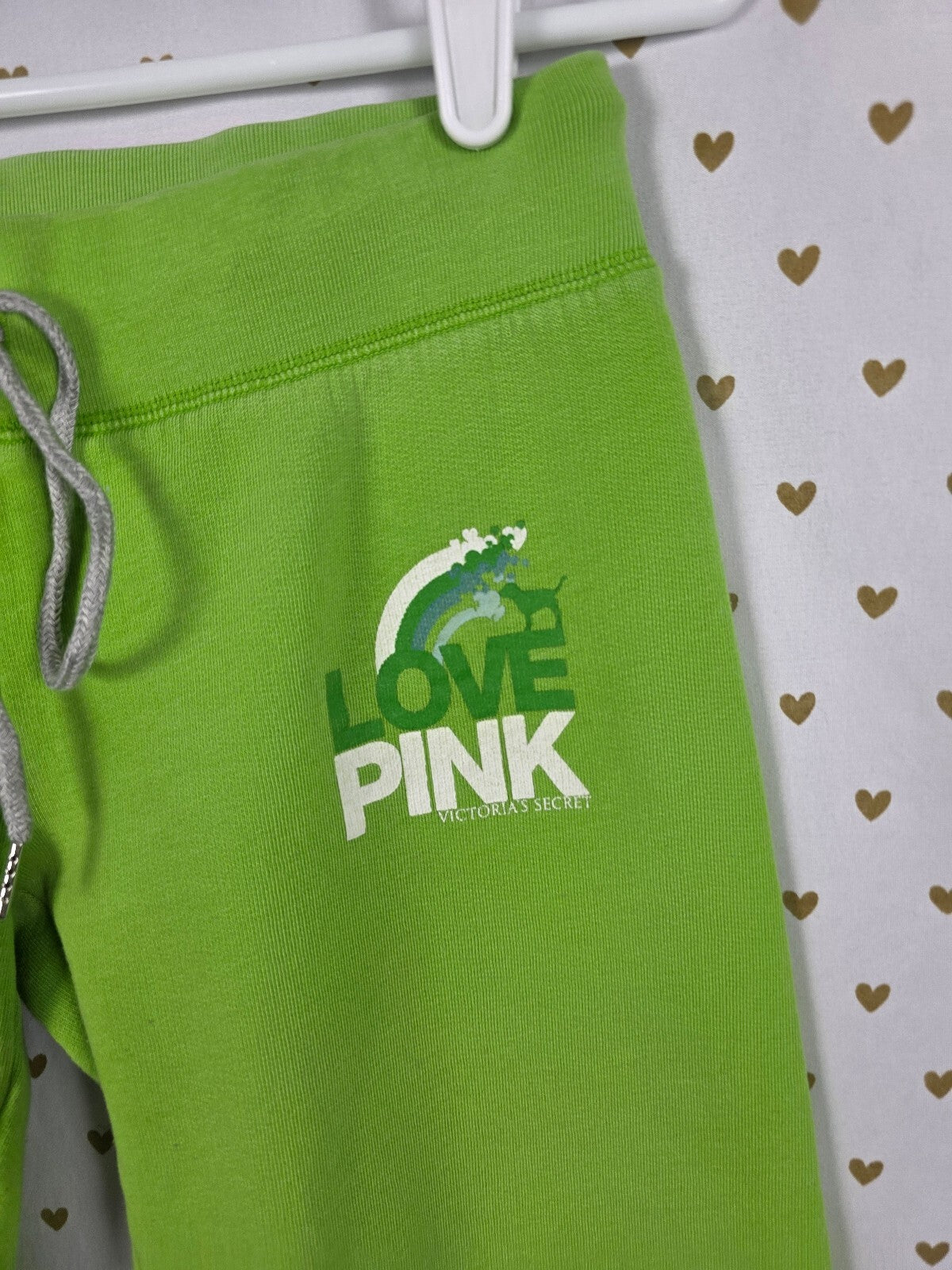 Victorias Secret PINK Vintage Lime Green Sweats Sweatpants Y2k Logo Butt XS