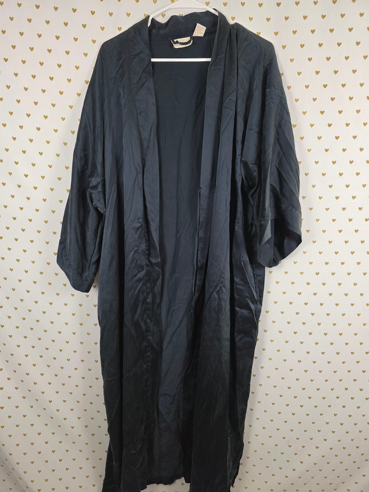 Vintage Victoria's Secret 100% Silk Kimono Robe Black Charcoal P/S
