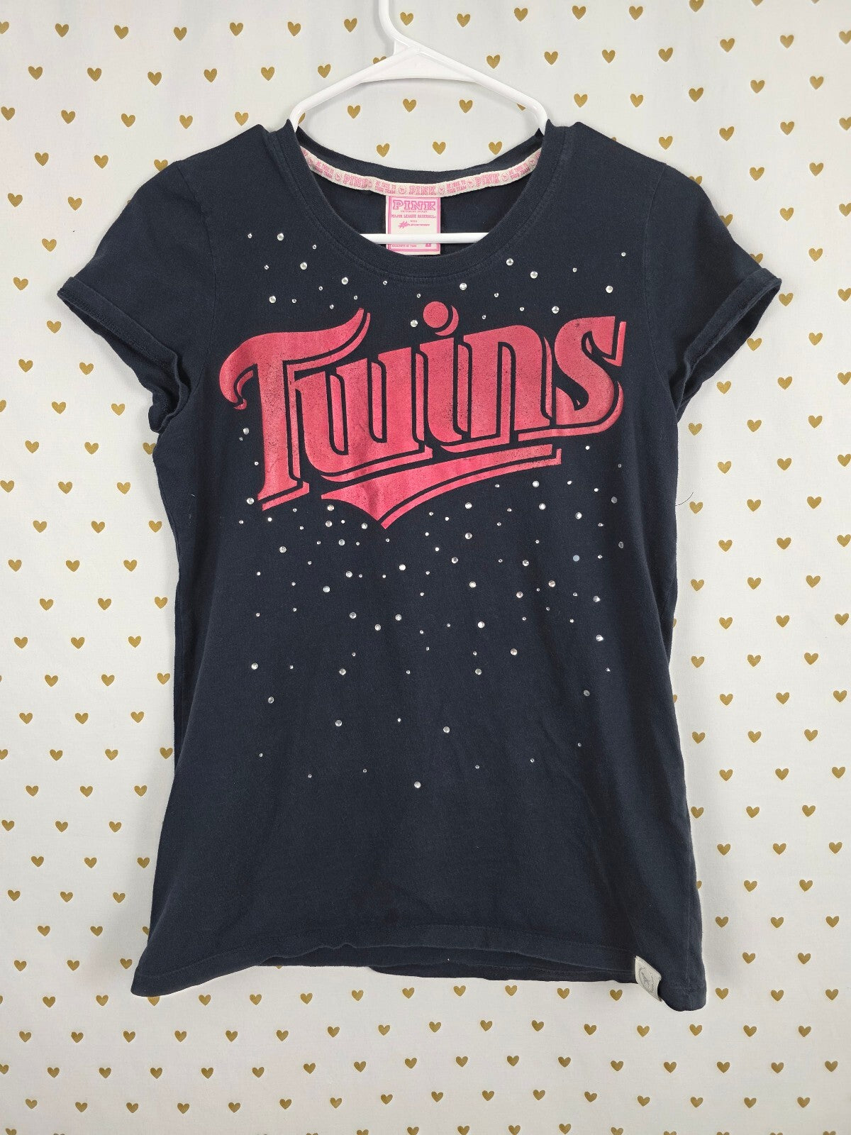 Victoria’s Secret PINK MLB Minnesota Twins Rhinestone BLING Tee Shirt L