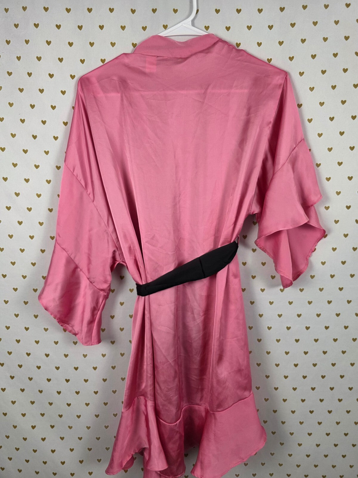 Victorias Secret Satin Silky Robe Pink Ruffle Flutter Lounge XS SMALL
