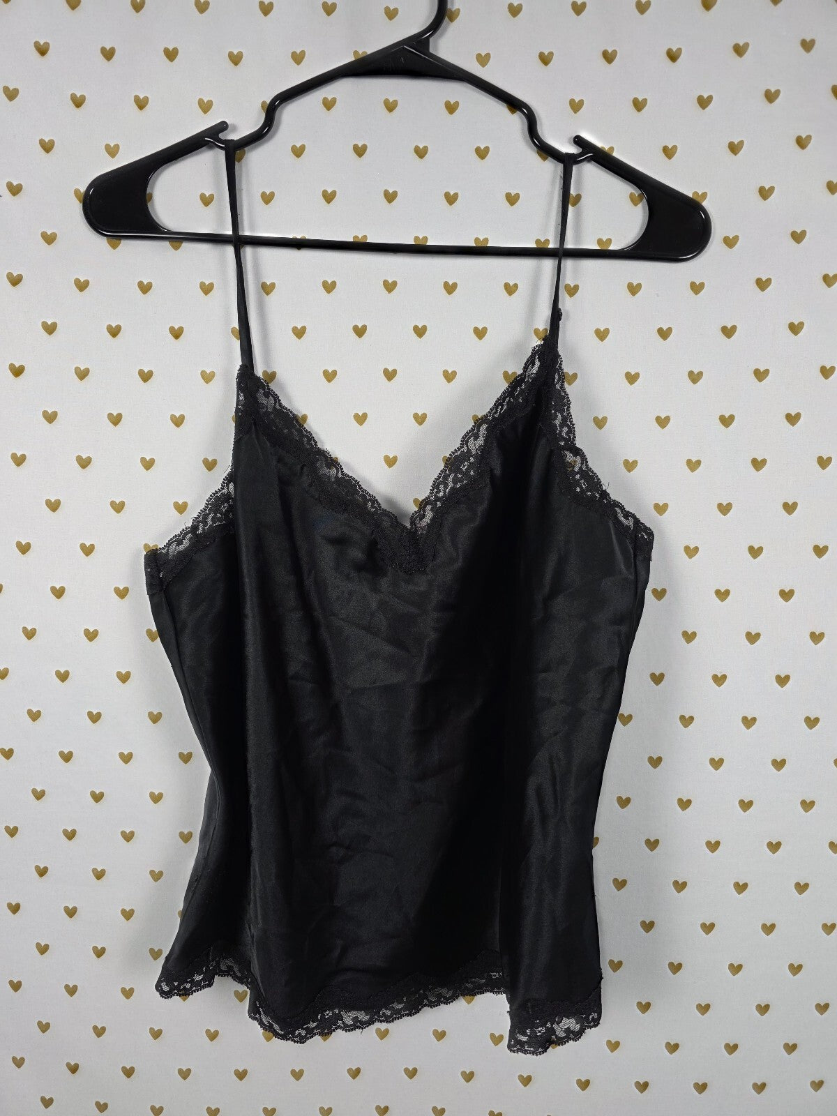 Victorias Secret Black Satin Tank top Babydoll Large