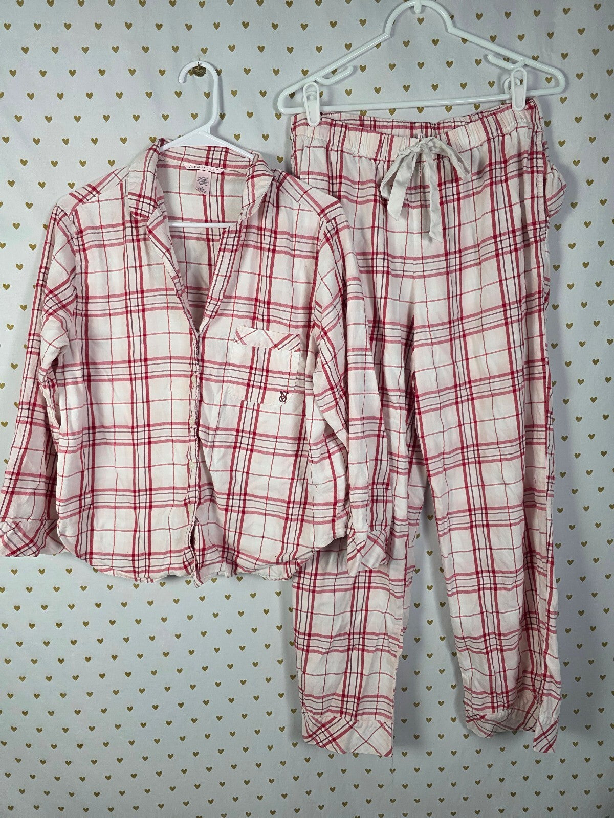 Victorias Secret Plaid Sleep Set Pajama Shirt Pants Bottoms MEDIUM Comfy