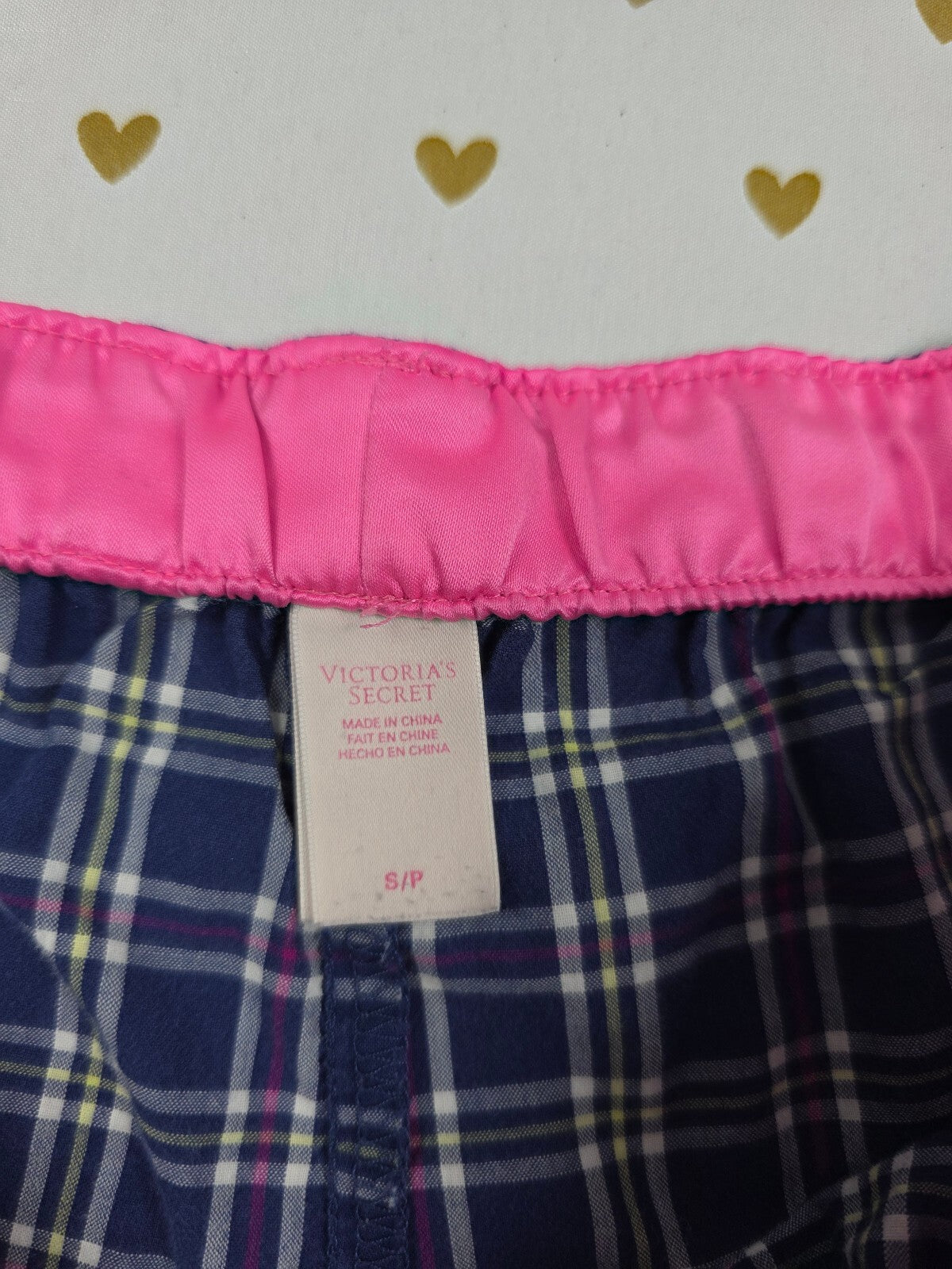 Victorias Secret Plaid Blue Small Sleep Shorts Boxers Pajama Bottoms