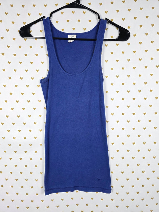 Victorias Secret PINK Vintage Y2k Blue Ribbed Tank Top XS